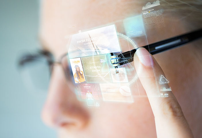 Woman wearing smart glasses